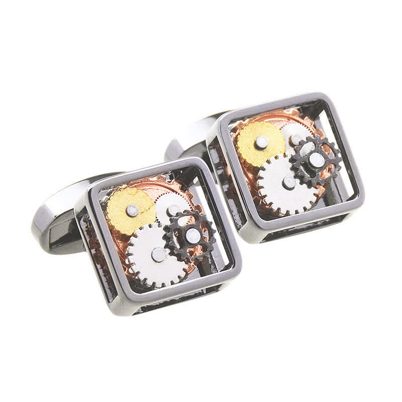 Gemelos Steampunk con engranajes mecánicos cuadrados para hombre - image 3