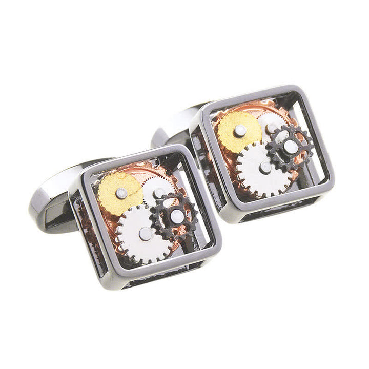 Gemelos Steampunk con engranajes mecánicos cuadrados para hombre - image 3