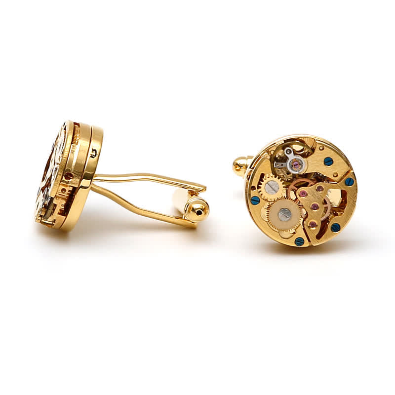 Exquisitos gemelos mecánicos Steampunk con engranajes dorados - image 7