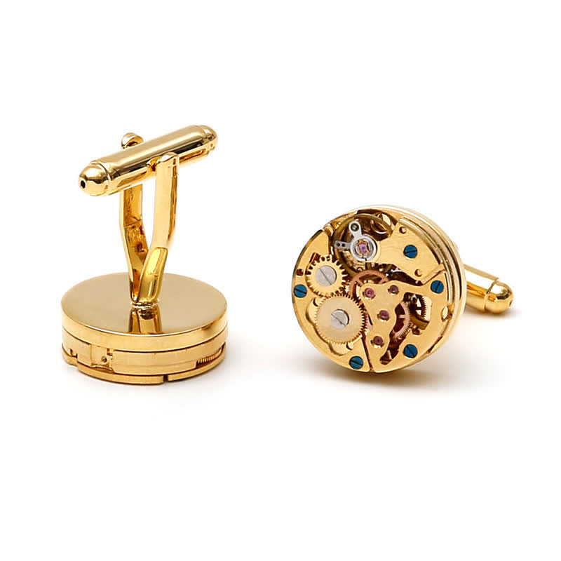 Exquisitos gemelos mecánicos Steampunk con engranajes dorados - image 8