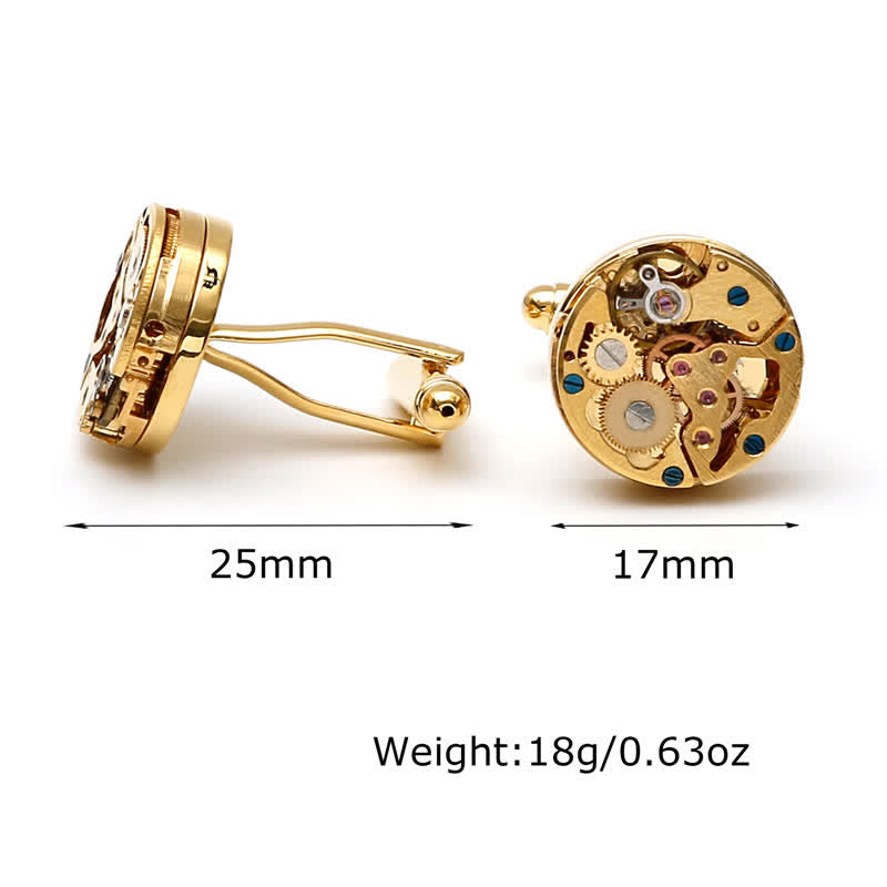 Exquisitos gemelos mecánicos Steampunk con engranajes dorados - image 3