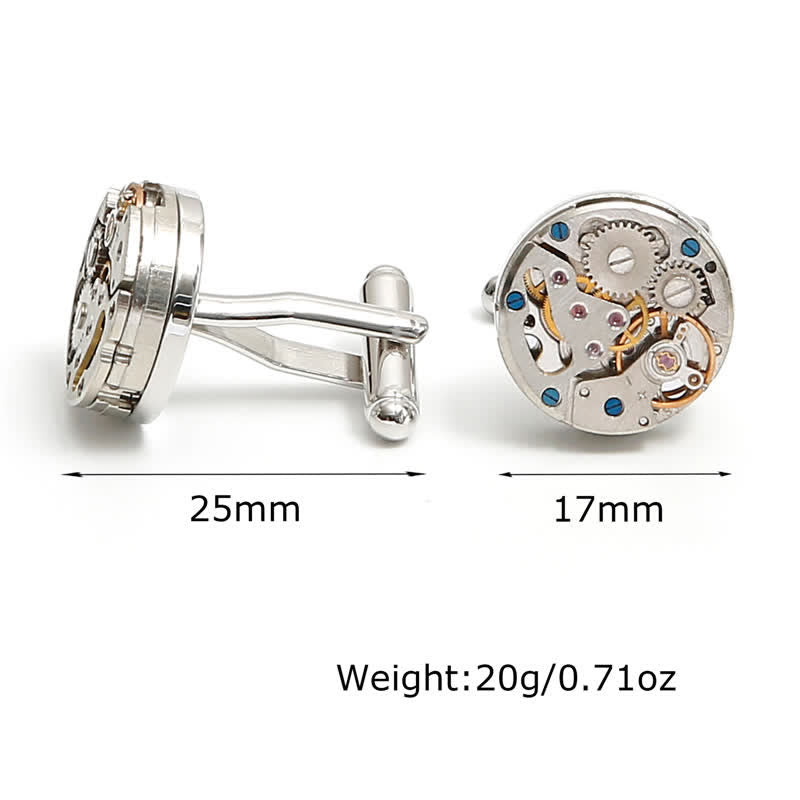 Exquisitos gemelos mecánicos de plata con engranajes Steampunk - image 3