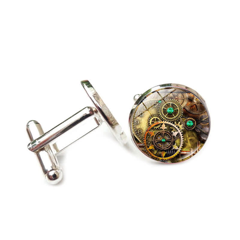 Gemelos con diseño de engranajes Steampunk vintage - image 2