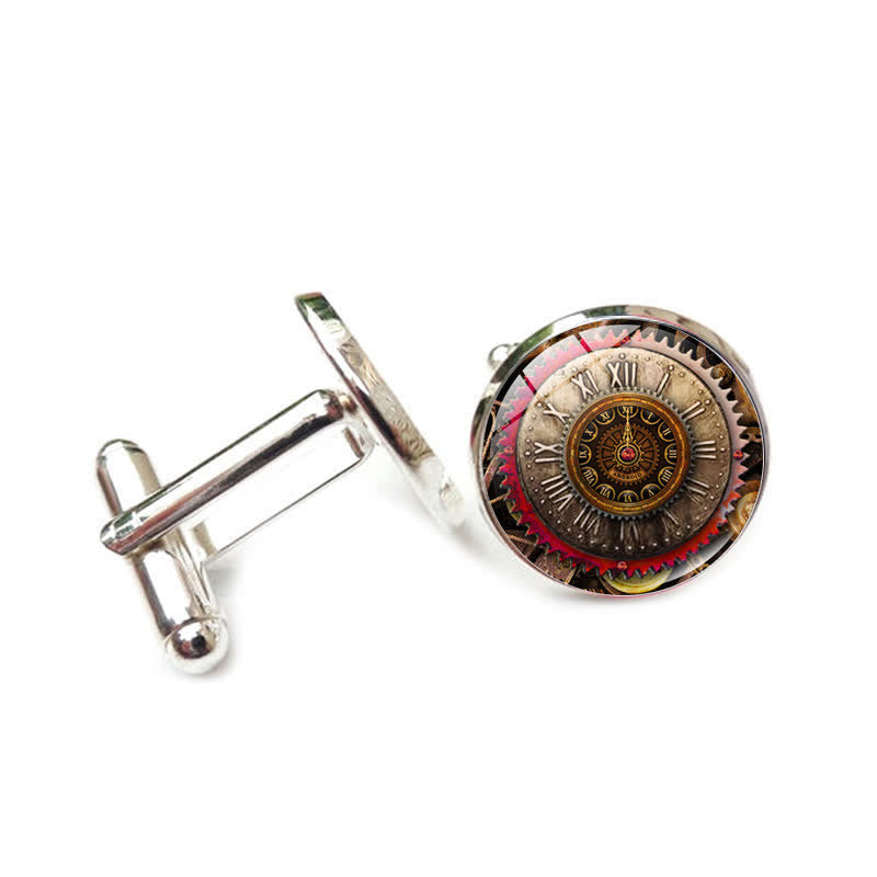Gemelos con diseño de engranajes Steampunk vintage - Estilo #3 - image 6