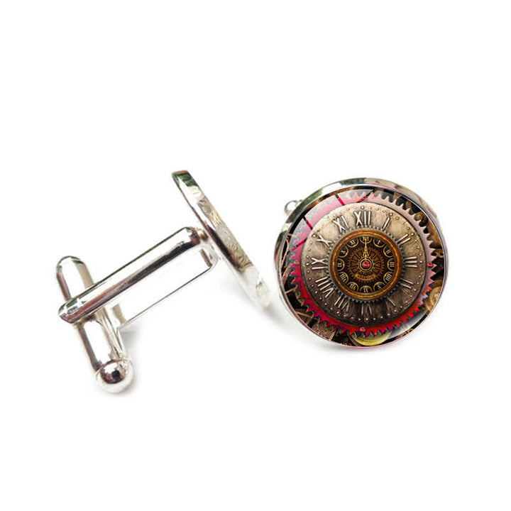 Gemelos con diseño de engranajes Steampunk vintage - Estilo #3 - image 6