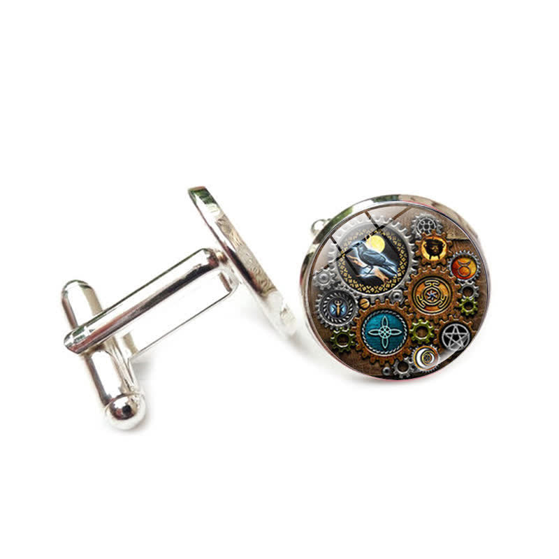 Gemelos con diseño de engranajes Steampunk vintage - Estilo #10 - image 13