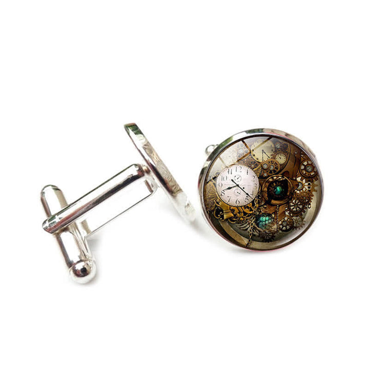 Gemelos con diseño de engranajes Steampunk vintage - Estilo #9 - image 12