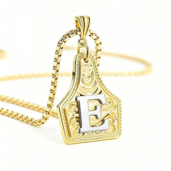 Collar con colgante de letra en relieve exquisito de oro y plata - Dorado - mi - image 8