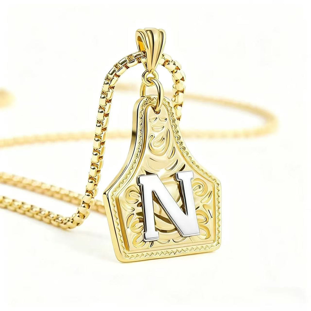 Collar con colgante de letra en relieve exquisito de oro y plata - Dorado - norte - image 17