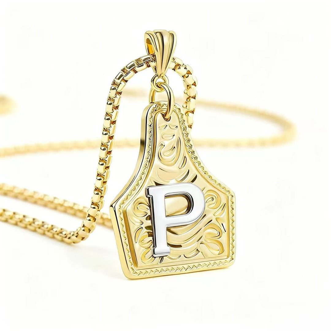 Collar con colgante de letra en relieve exquisito de oro y plata - Dorado - PAG - image 19