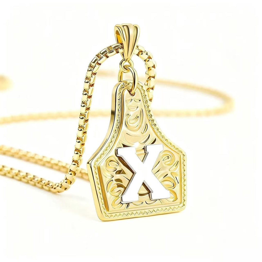 Collar con colgante de letra en relieve exquisito de oro y plata - Dorado - incógnita - image 27