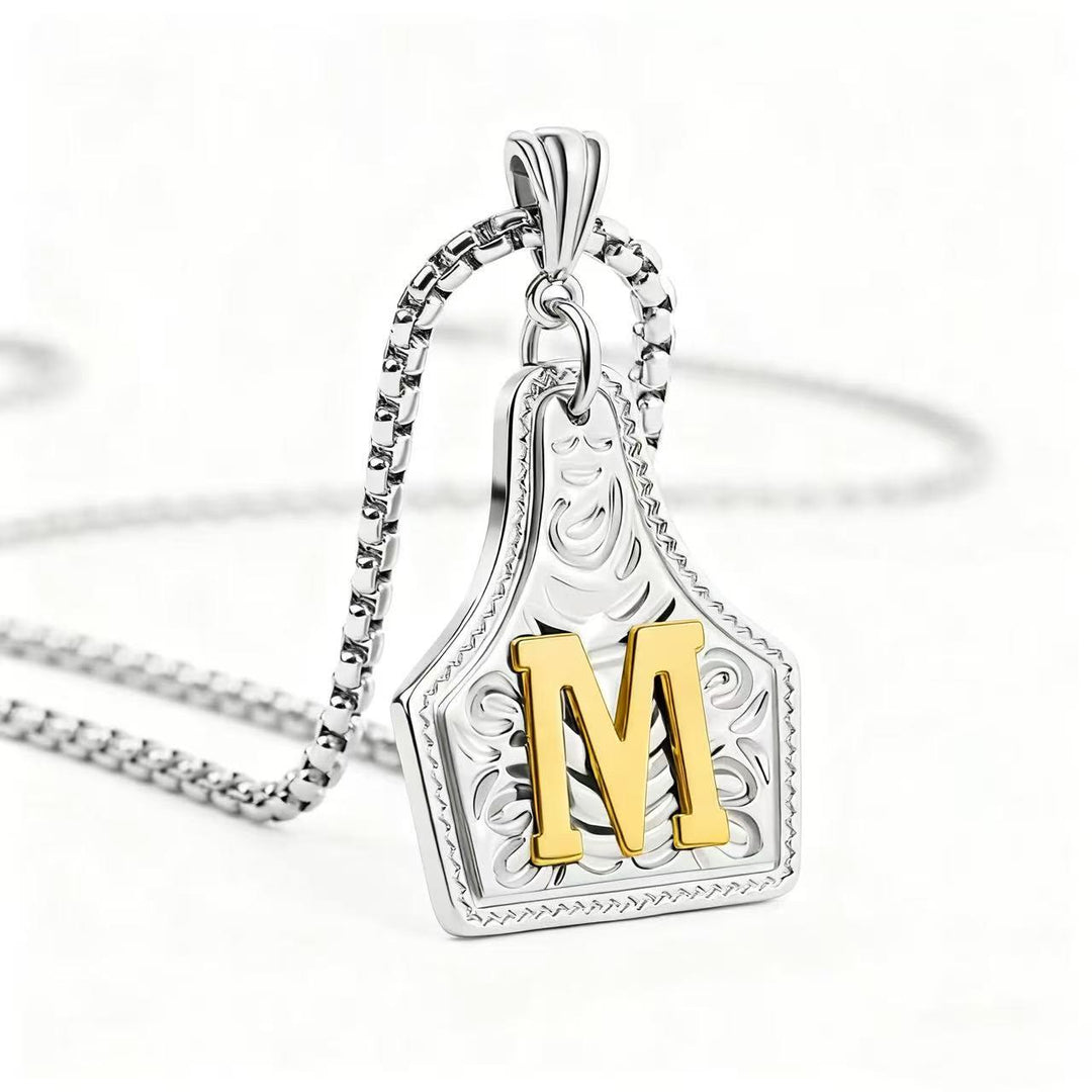 Collar con colgante de letra en relieve exquisito de oro y plata - Plata - METRO - image 42