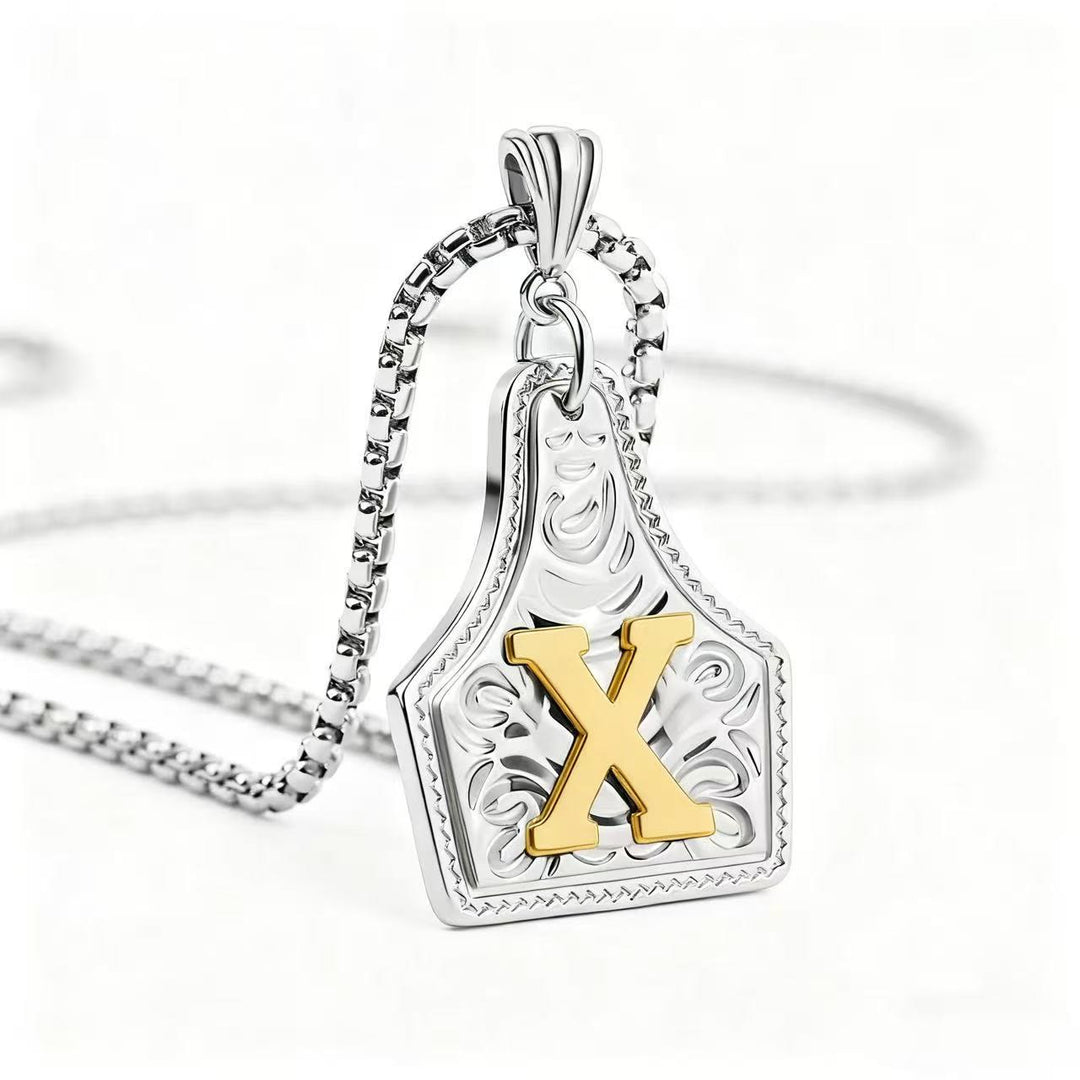 Collar con colgante de letra en relieve exquisito de oro y plata - Plata - incógnita - image 53