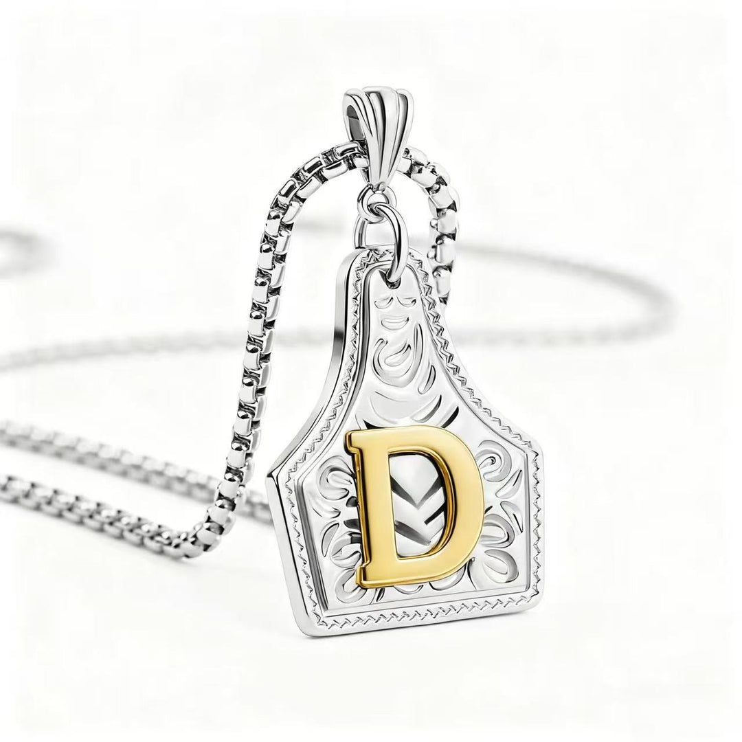 Collar con colgante de letra en relieve exquisito de oro y plata - Plata - D - image 33