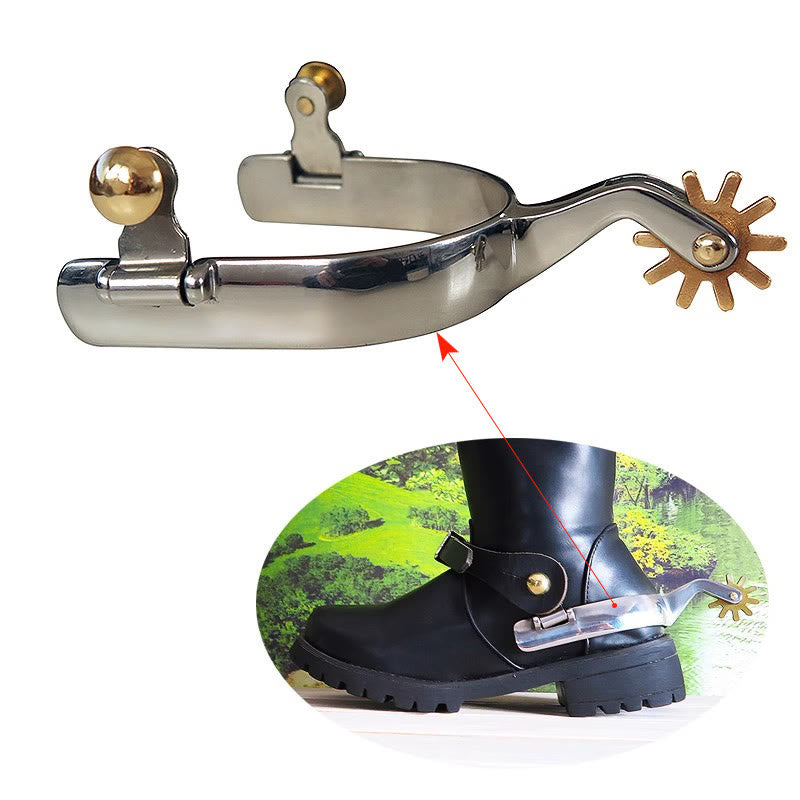 Espuelas de vaquero de acero inoxidable con engranaje de cobre y hebillas de latón - image 1