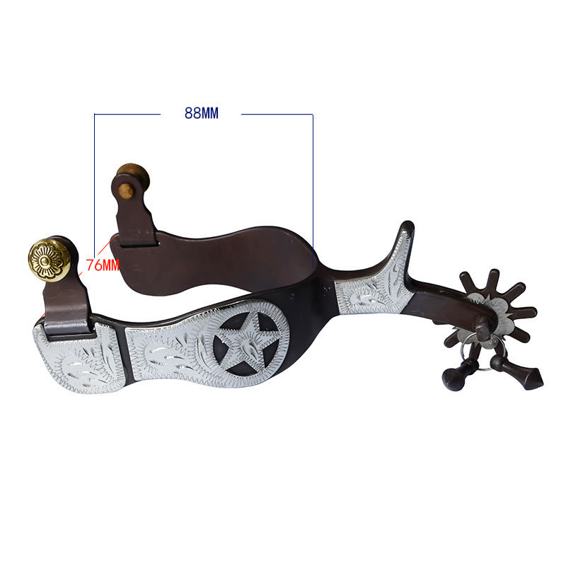 Espuelas de vaquero con estrella de cinco puntas tallada en plata con colgante - image 2