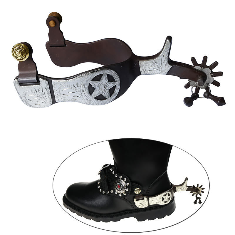 Espuelas de vaquero con estrella de cinco puntas tallada en plata con colgante - image 1