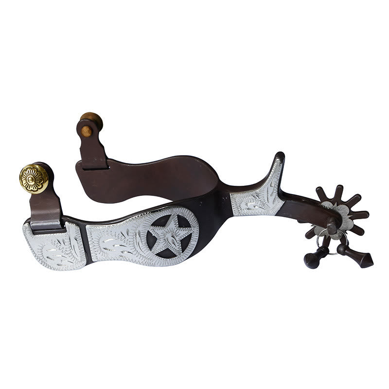 Espuelas de vaquero con estrella de cinco puntas tallada en plata con colgante - Plata - image 0