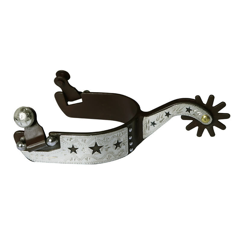 Espuelas de vaquero con hebillas y estrellas de cobre blanco y equipo - Plata - image 0