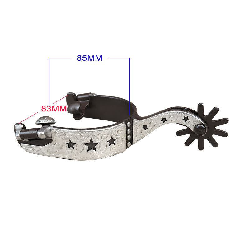 Espuelas de vaquero con hebillas y estrellas de cobre blanco y equipo - image 2
