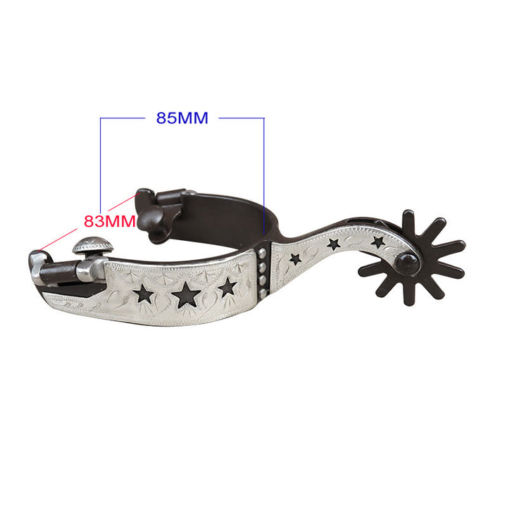 Espuelas de vaquero con hebillas y estrellas de cobre blanco y equipo - image 2