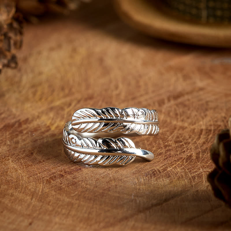 Anillo ajustable vintage de hoja de plátano de cobre de color sólido - image 0