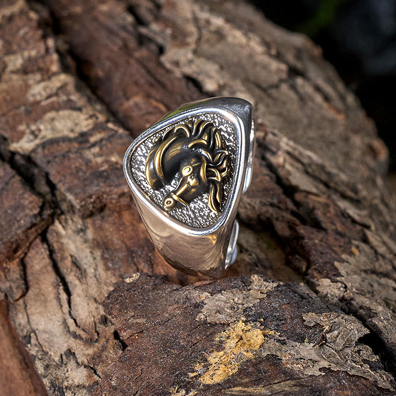 Anillo vintage estilo occidental con cabeza de caballo en 3D - image 3