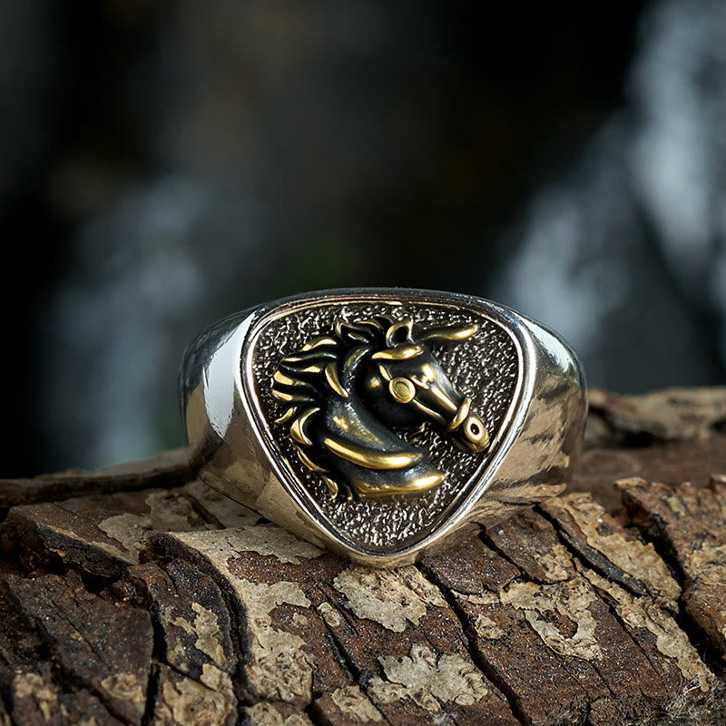 Anillo vintage estilo occidental con cabeza de caballo en 3D - image 4