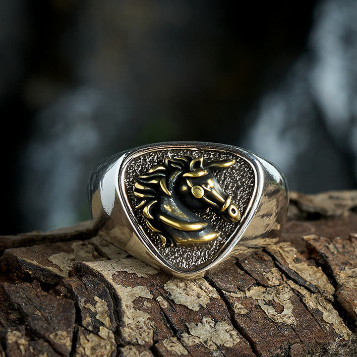 Anillo vintage estilo occidental con cabeza de caballo en 3D - image 4