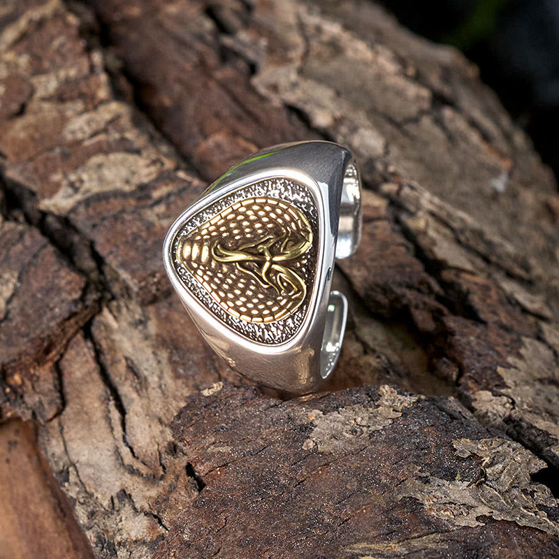 Anillo de cabeza de serpiente feroz de estilo retro occidental - image 4