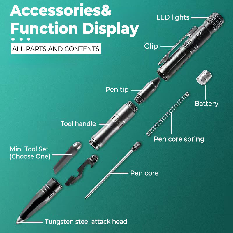 Bolígrafo táctico multifuncional para escritura, autodefensa y supervivencia. - image 2