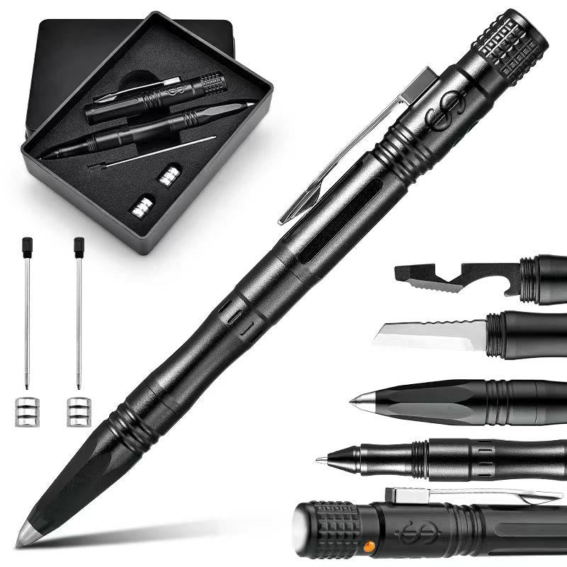 Bolígrafo táctico multifuncional para escritura, autodefensa y supervivencia. - Negro (con embalaje) - image 0