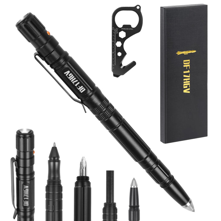 Bolígrafo táctico EDC multifuncional para iluminación, escritura y supervivencia - Negro - image 0