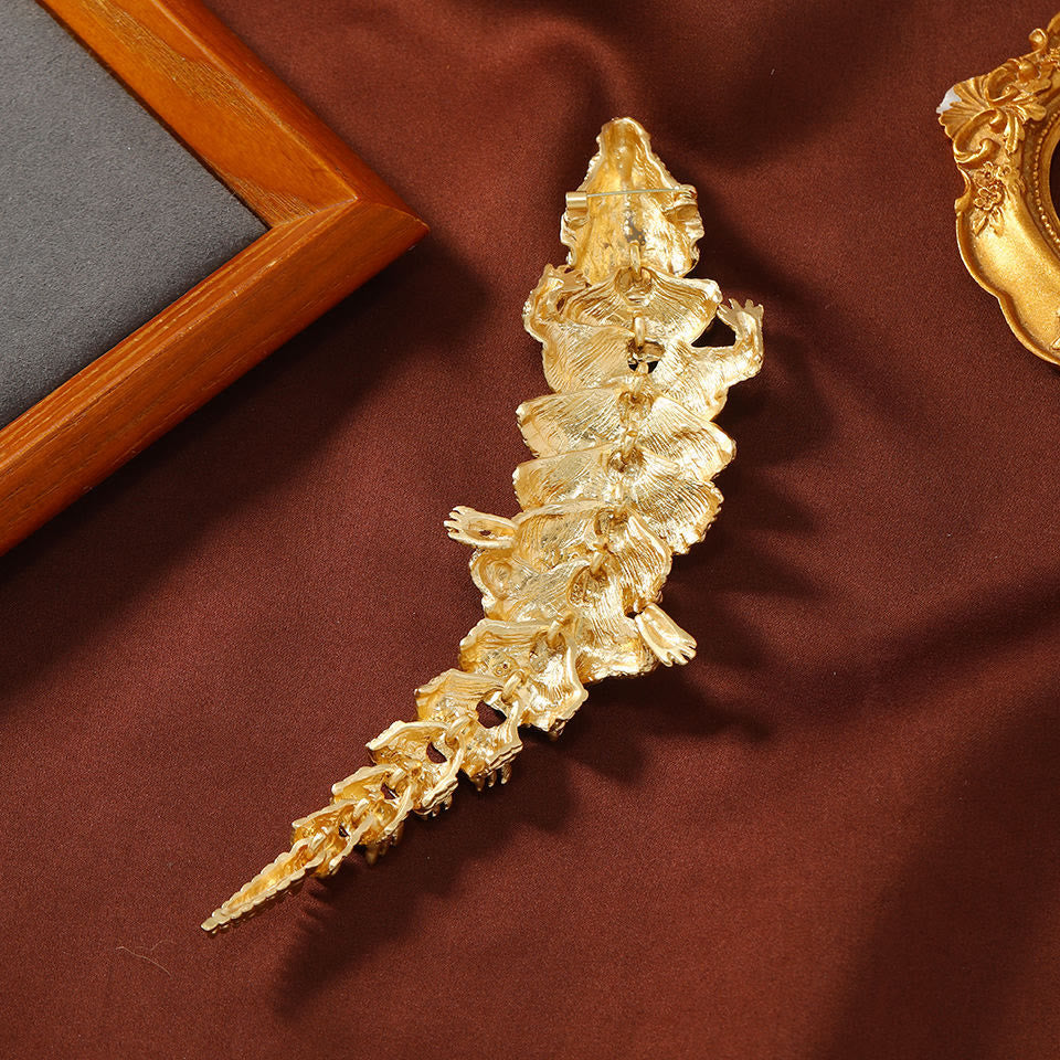 Broche articulado de cocodrilo dorado móvil, accesorio para traje - image 2
