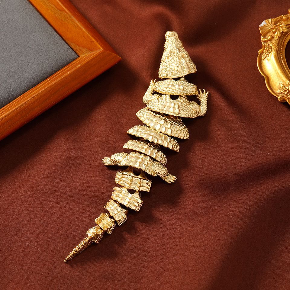 Broche articulado de cocodrilo dorado móvil, accesorio para traje - image 1