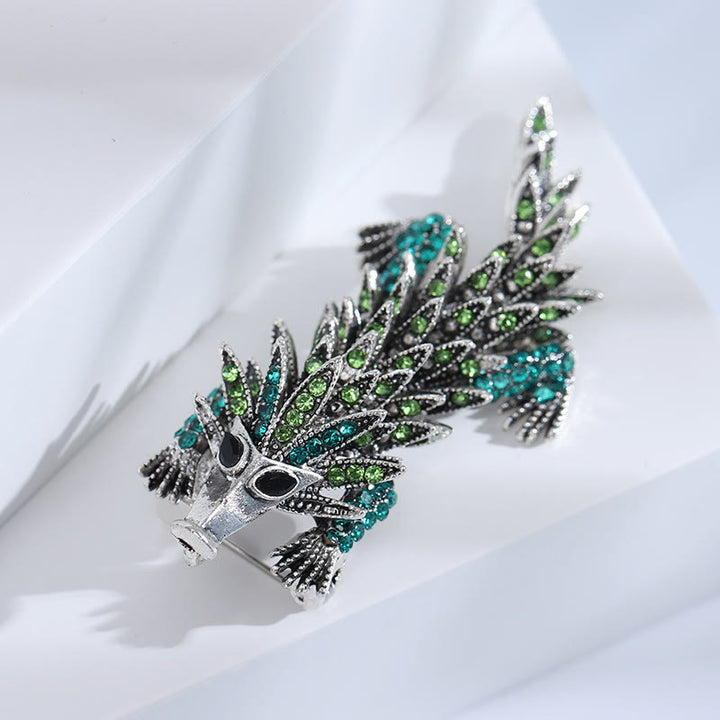Broche articulado de cocodrilo con incrustaciones de diamantes de imitación móviles - image 9