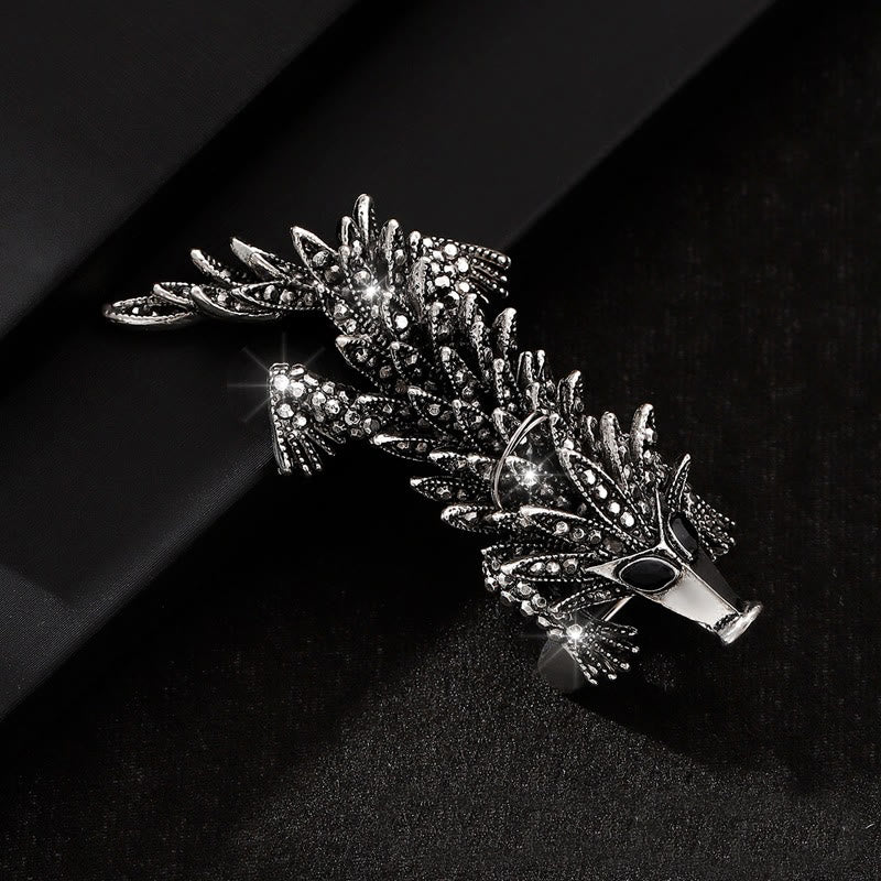 Broche articulado de cocodrilo con incrustaciones de diamantes de imitación móviles - image 1