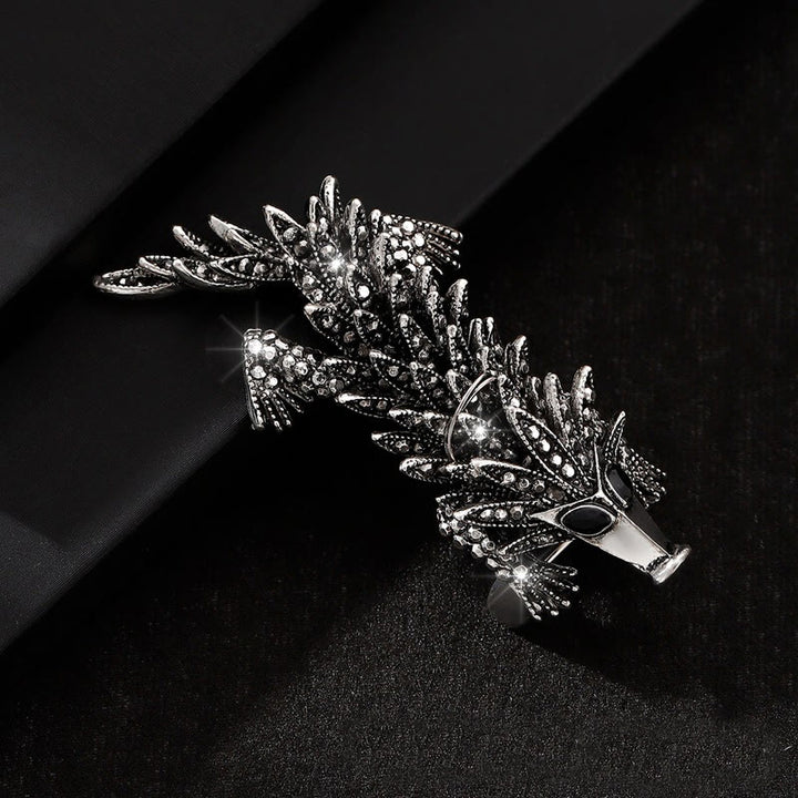 Broche articulado de cocodrilo con incrustaciones de diamantes de imitación móviles - image 1