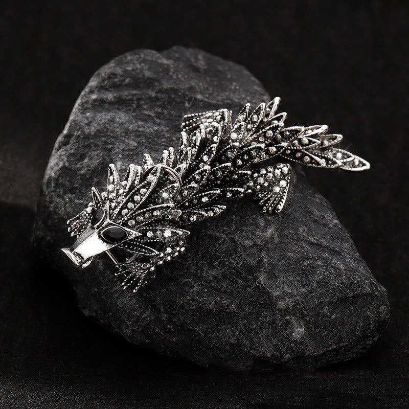 Broche articulado de cocodrilo con incrustaciones de diamantes de imitación móviles - Gris - image 0