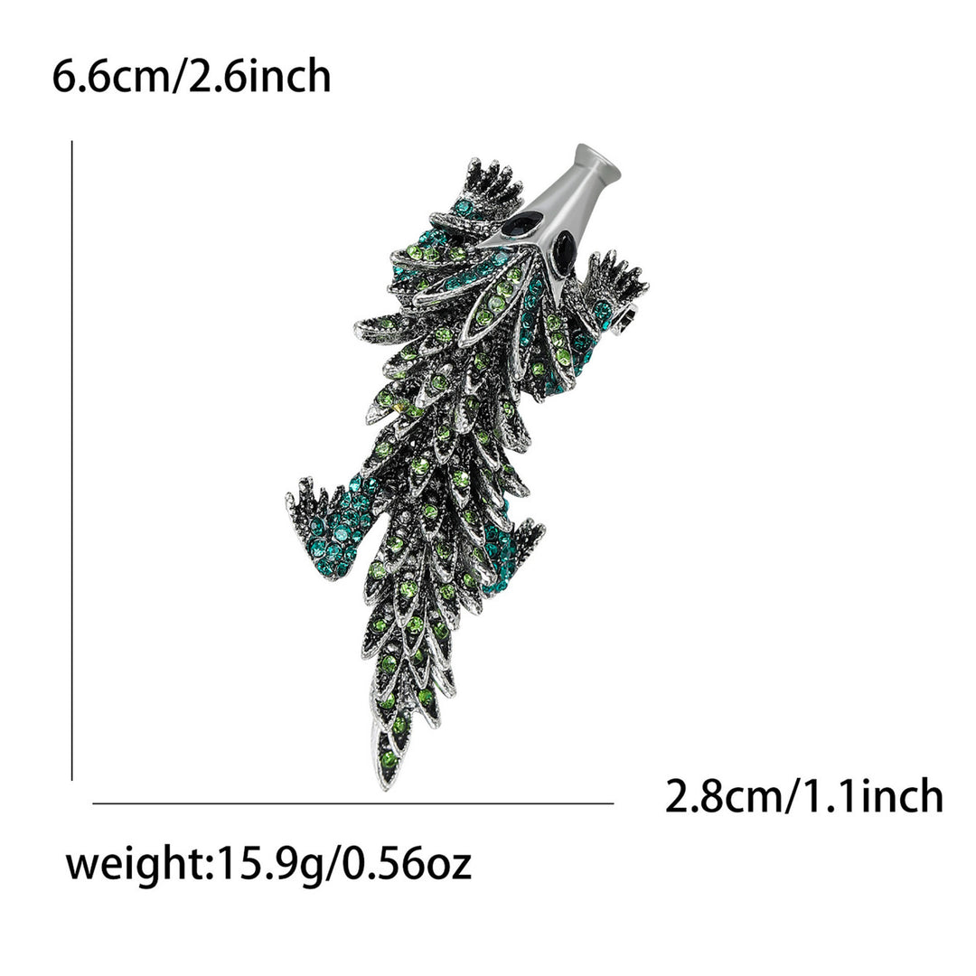 Broche articulado de cocodrilo con incrustaciones de diamantes de imitación móviles - image 10
