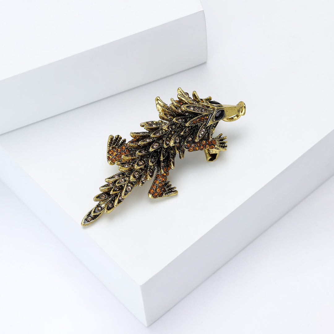 Broche articulado de cocodrilo con incrustaciones de diamantes de imitación móviles - image 5