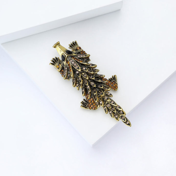 Broche articulado de cocodrilo con incrustaciones de diamantes de imitación móviles - image 6