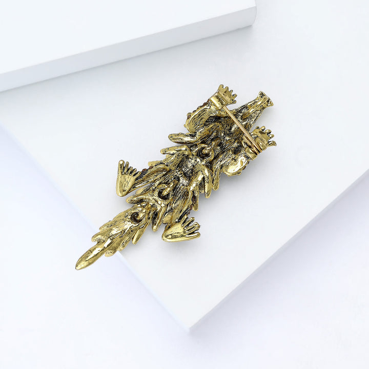 Broche articulado de cocodrilo con incrustaciones de diamantes de imitación móviles - image 7