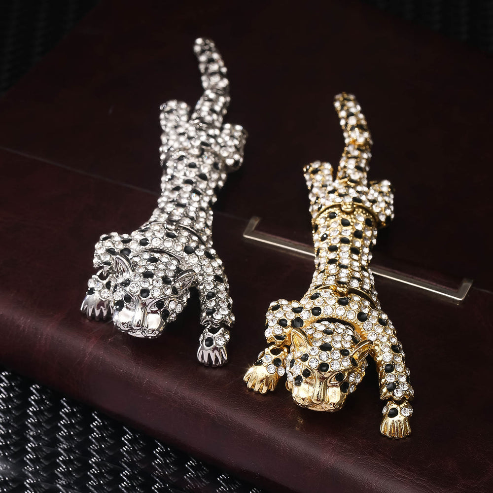 Broche articulado móvil de guepardo con diamantes de lujo - image 1