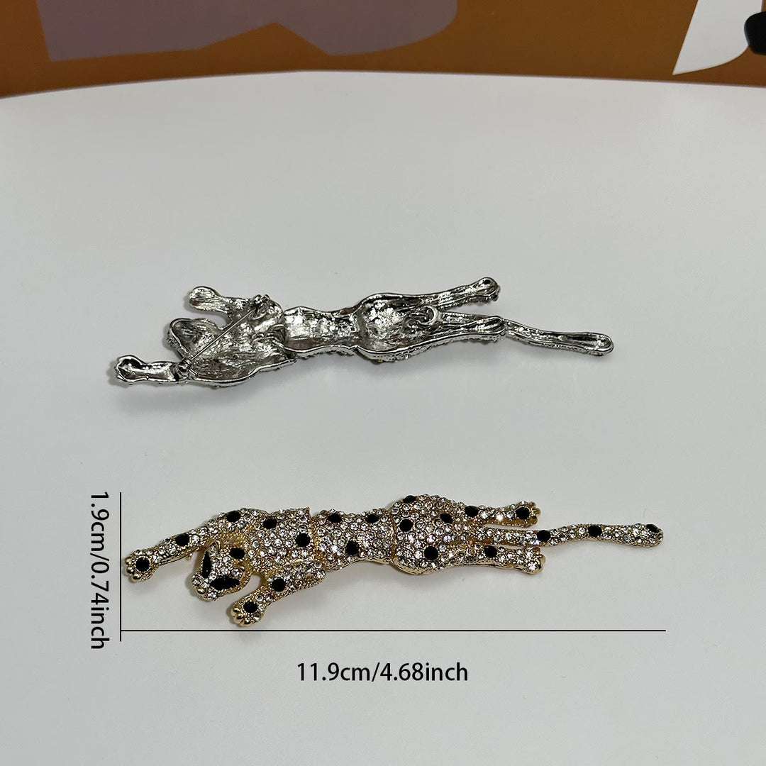 Broche articulado de guepardo móvil con puntos negros y incrustaciones de diamantes - image 5