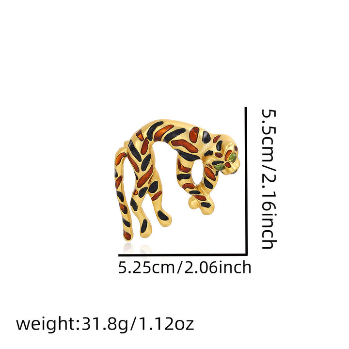 Broche de leopardo con gotas de aceite de colores de estilo antiguo medio - image 3