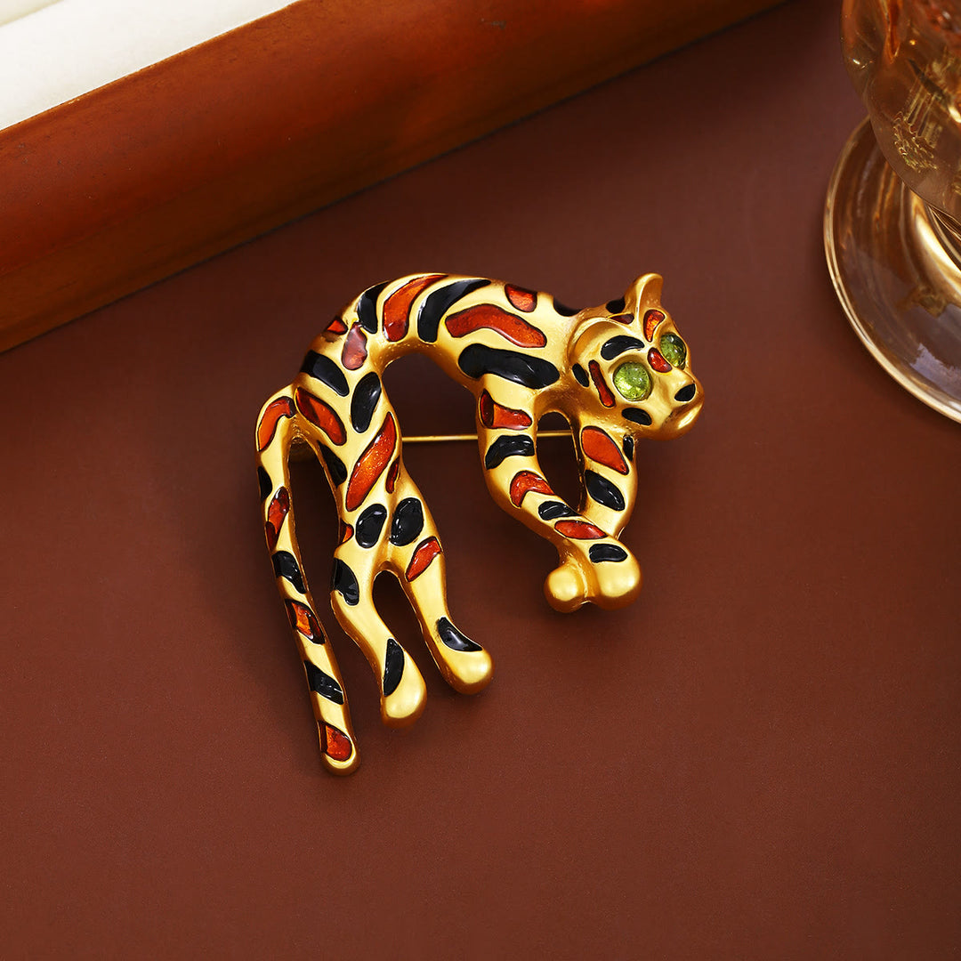 Broche de leopardo con gotas de aceite de colores de estilo antiguo medio - Dorado - image 0