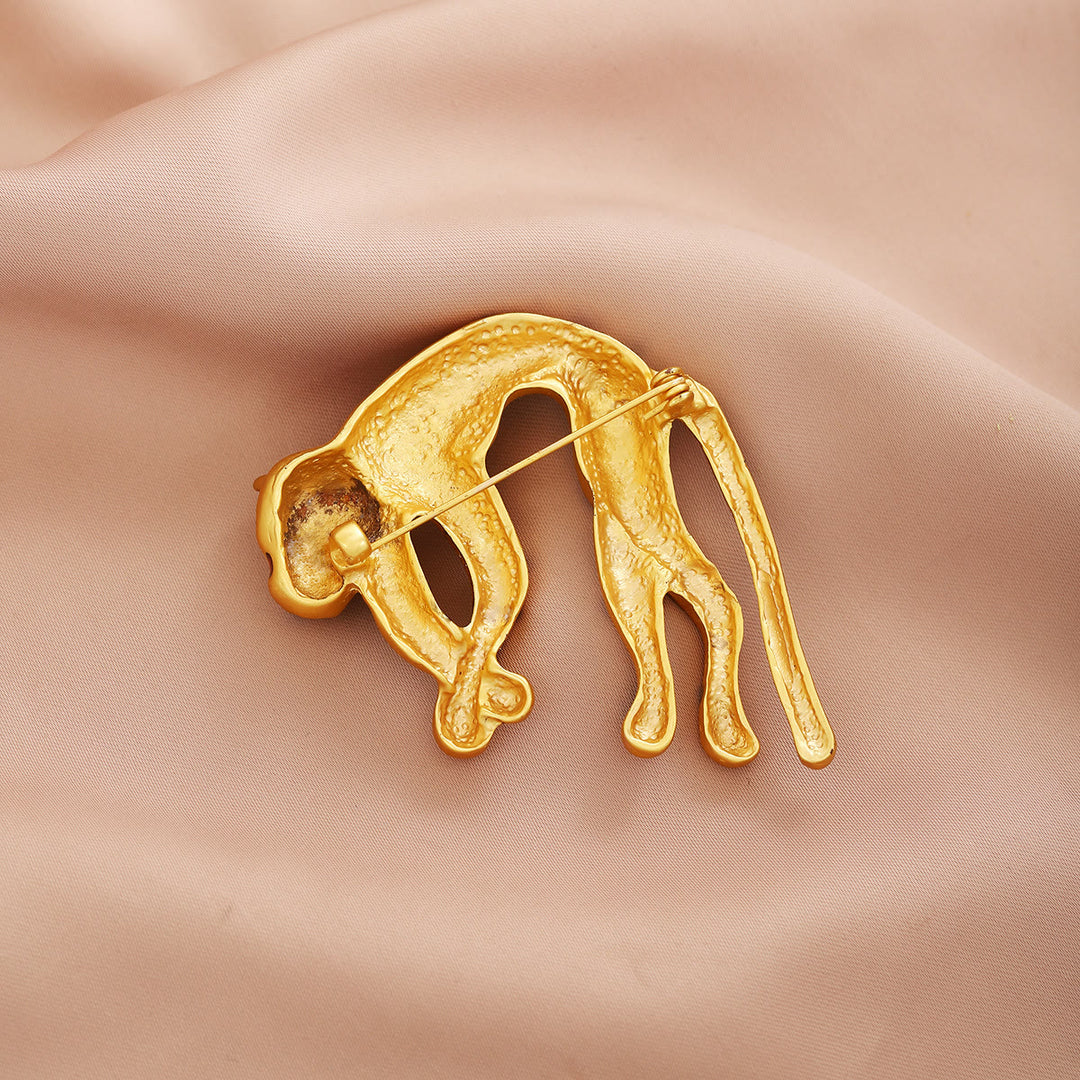 Broche de leopardo con gotas de aceite de colores de estilo antiguo medio - image 2