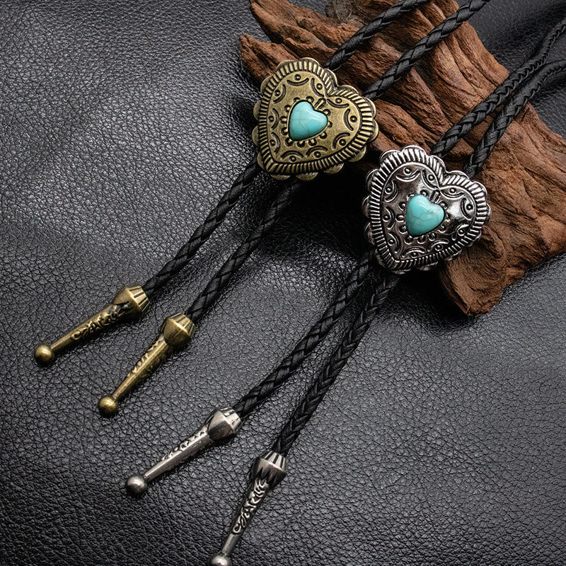 Corbata de bolo con colgante turquesa en forma de corazón creativo - image 0