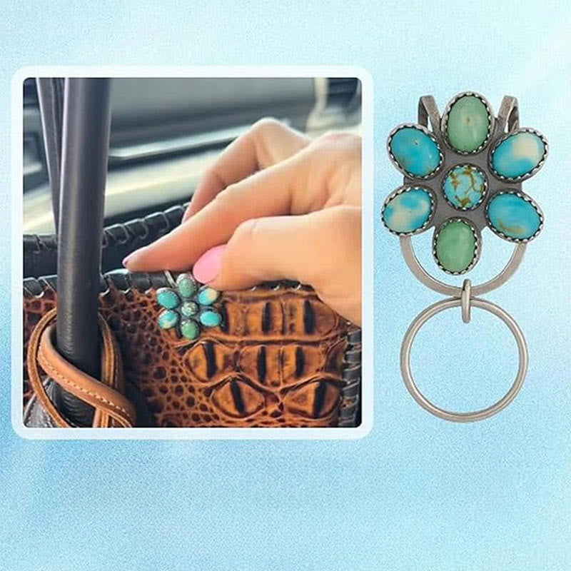 Llavero con clip para bolso con flor turquesa, accesorio decorativo - image 0